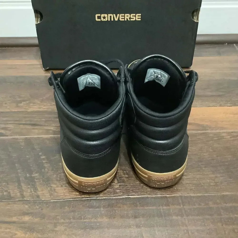Converse Chuck Taylor All Star High Street Leather Sneakers 9.5 Black/Gum